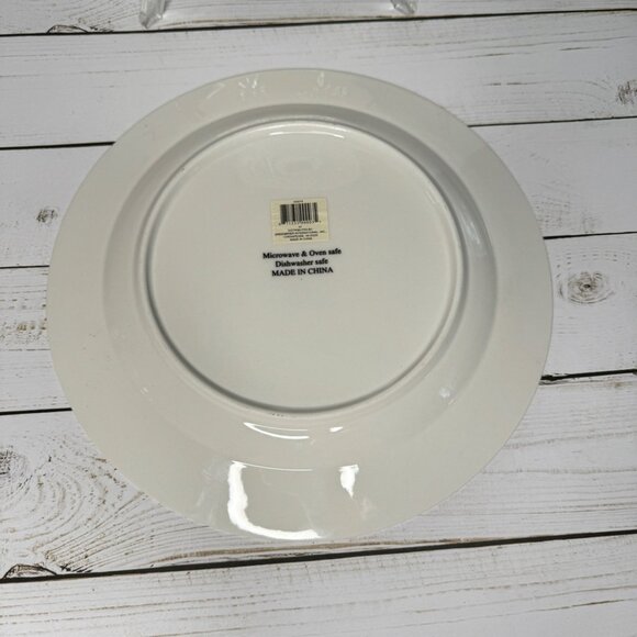 Set of 2 Snowflake Embossed Ceramic Dinner Plates 10.5" Greenbrier Holiday - Picture 4 of 6